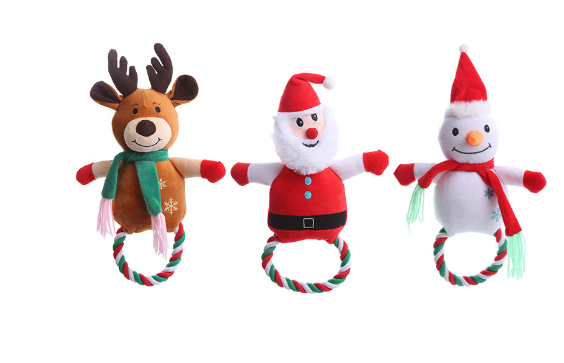 Christmas Cotton Rope Dog Toy for Training and Cleaning
